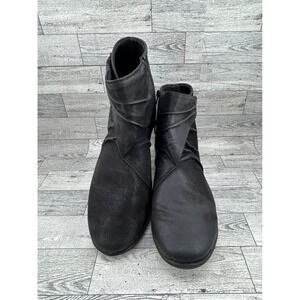 Clarks Cloudsteppers Sillian 2.0 Joy Black Ruched Ankle Boots Women Sz 12W Wide